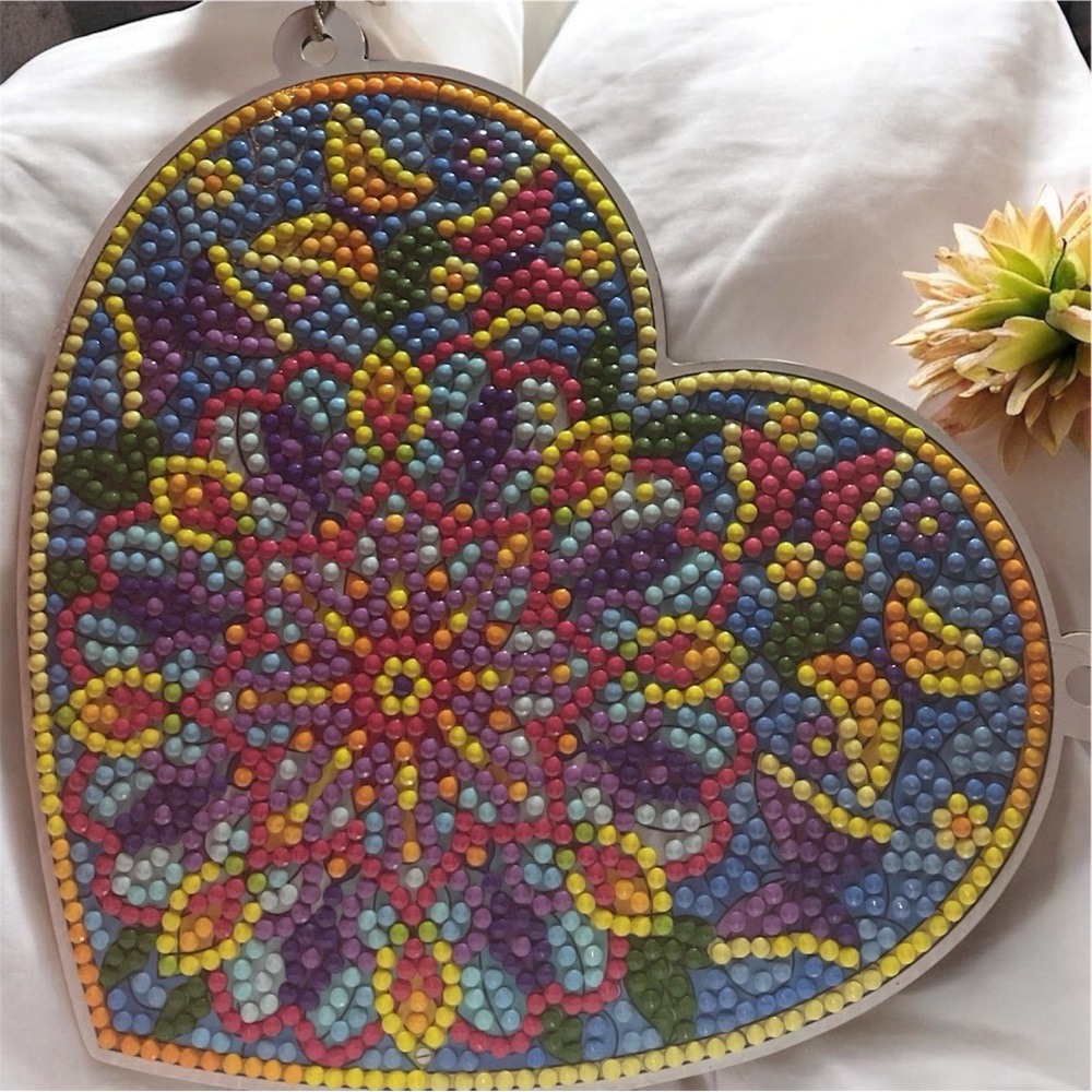 Colorful Heart Wall Decor Diamond Art Unique Gift Boho Room Decor Sealed